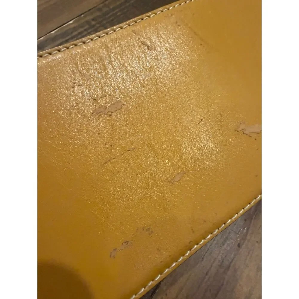 FENDI BROKEN Leather Belt Mustard Yellow HEAVILY USED